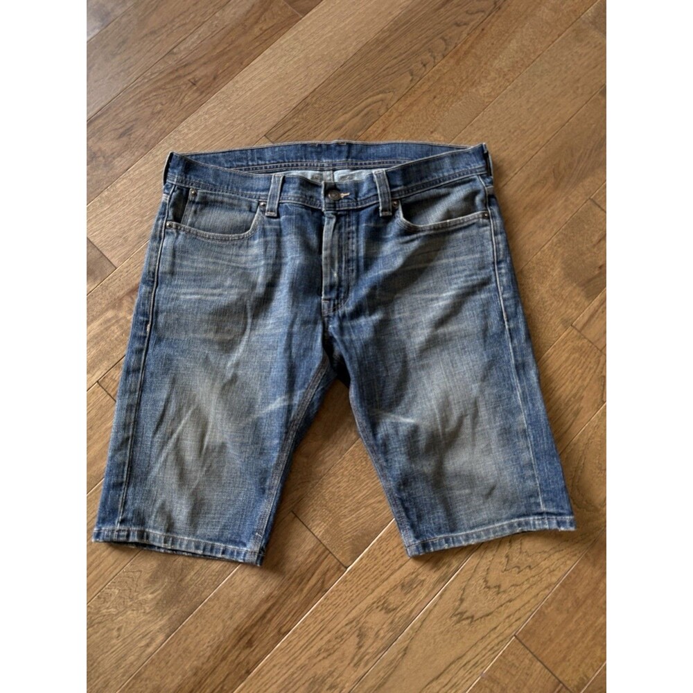 Vtg Levis Shorts Sz 34 Blue Denim Cutoff Raw Hem Skinny Fit Distressed Jeans